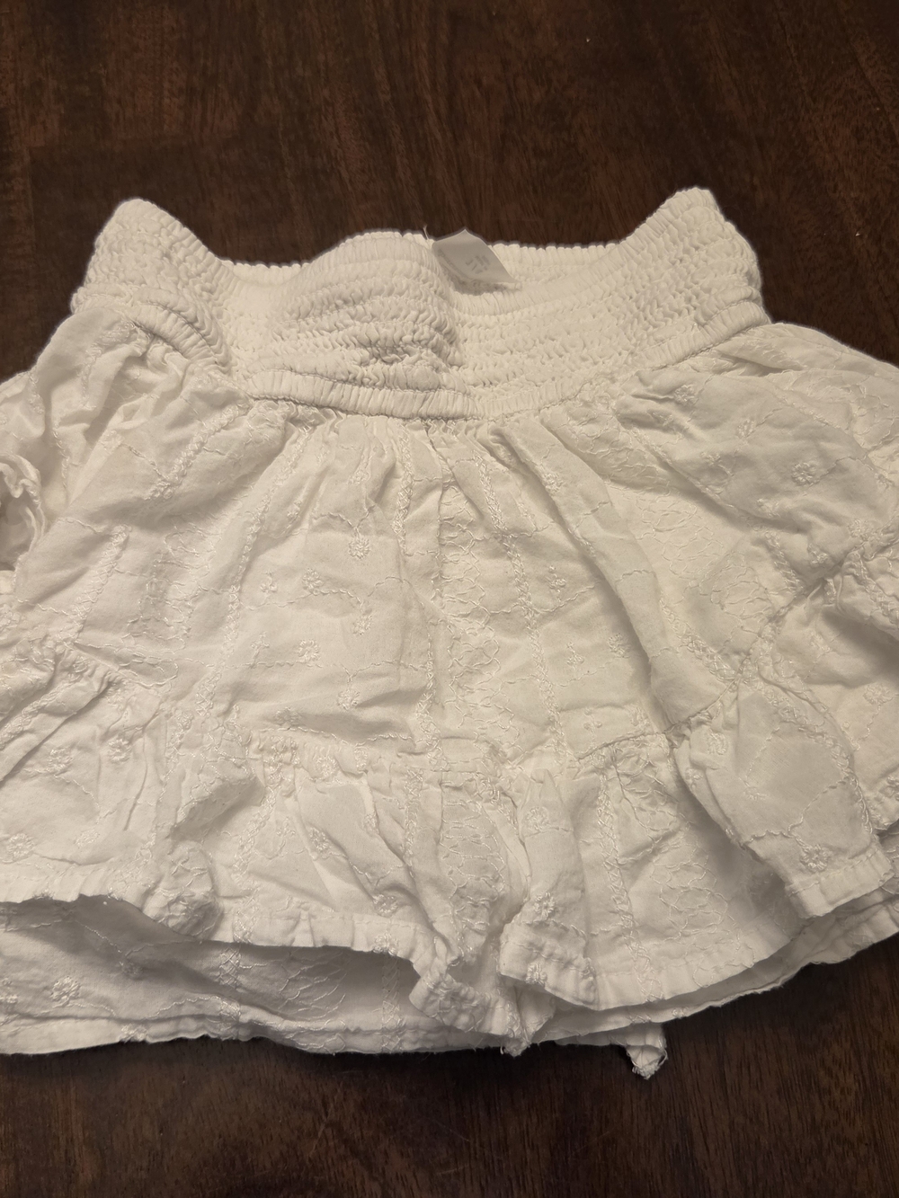 Abercrombie & Fitch White Eyelet Skort with Smocked Waist